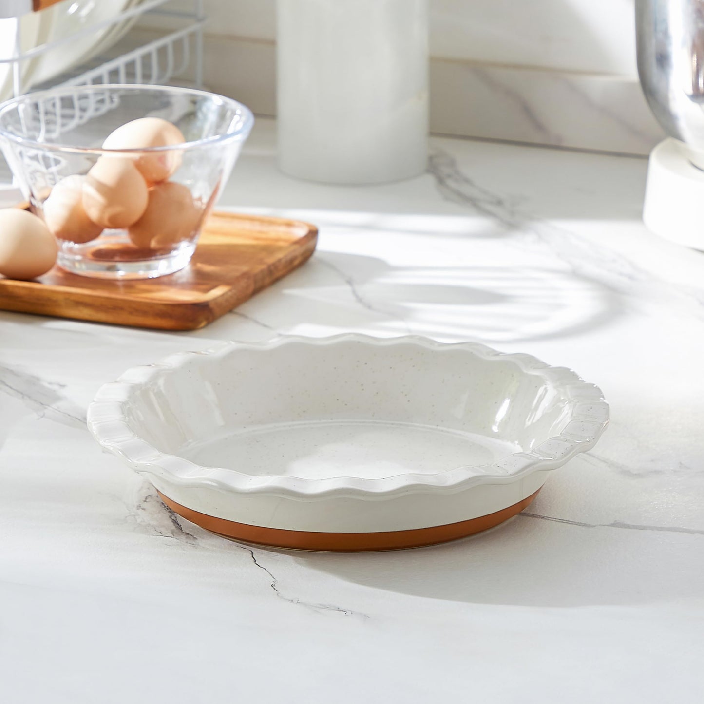 MALACASA Ceramic Pie Pan for Baking - 9 Inch Quiche Baking Dish Nonstick Pie Plate, Deep Dish Scratch-Resistant Pie Pan for Apple Pie Pot Pie, Series TARA