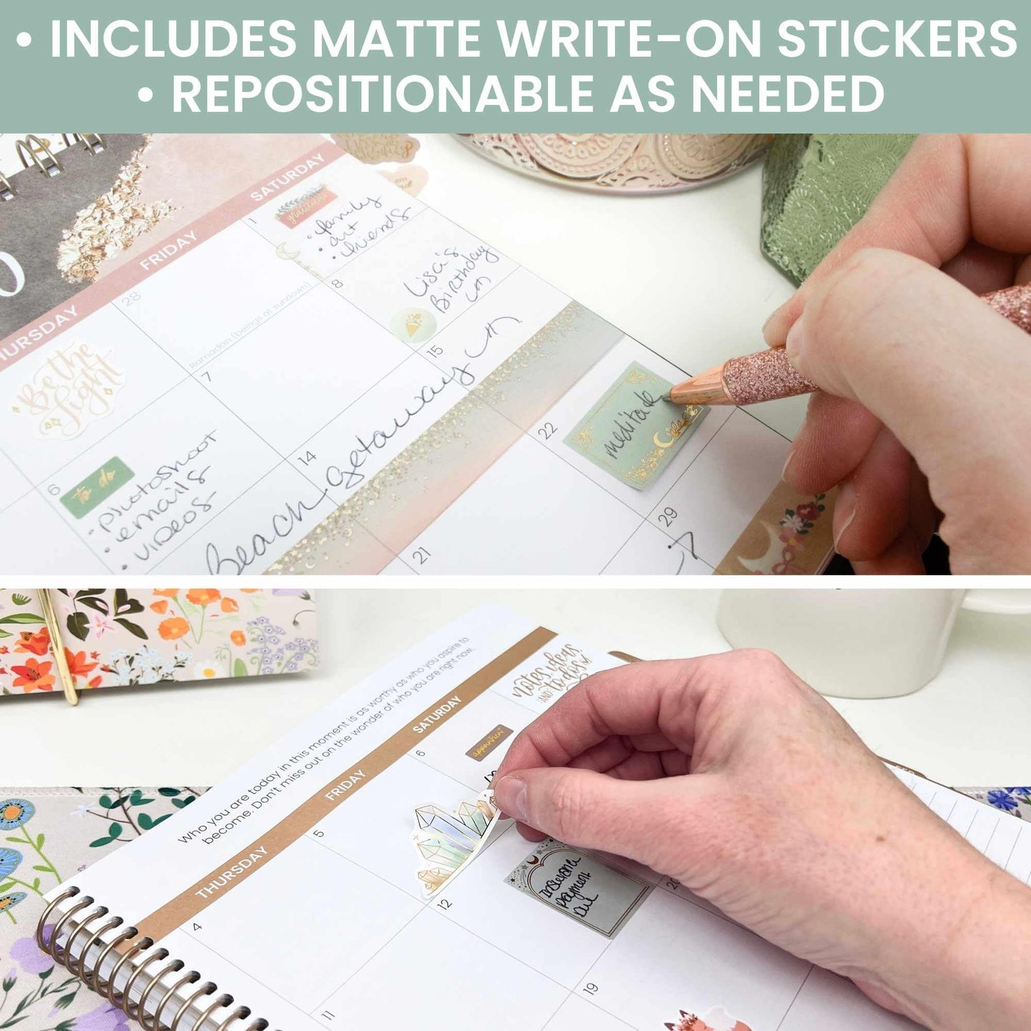 bloom daily planners x Simply Gilded Aesthetic Neutral Planner Stickers (8 Sheets / 435 Stickers) - Bohemian Variety Pack with Gold Foil for Decorating, Planning, Scrapbooking