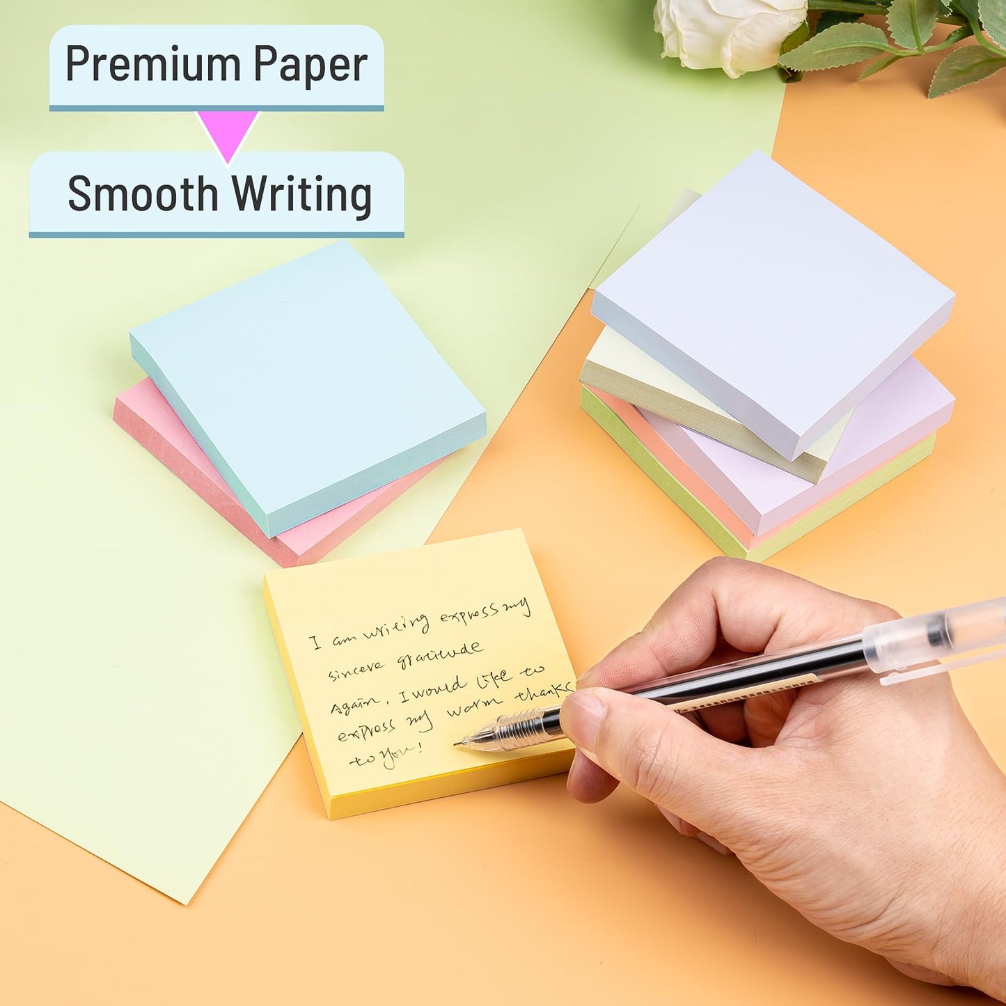 Sticky Notes 3x3 Inches, 8 Pads, 800 Sheets, 8 Color Sticky Note Pads, Premium Sticky Pads, Sticky Notes Bulk, Self-Stick Note Pads, 100 Sheets/pad