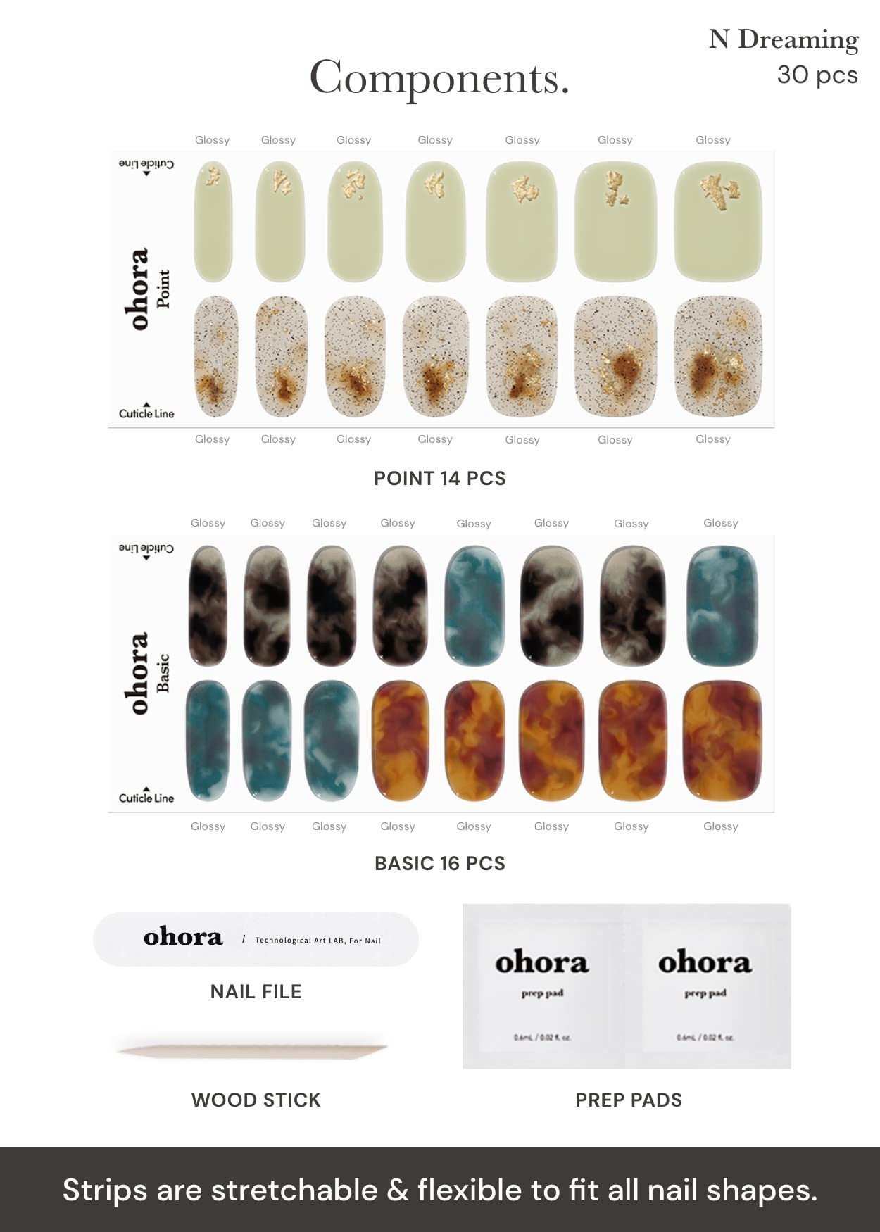 ohora Semi Cured Gel Nail Set of 2 (N Dreaming & N Tie-dye) - Professional Salon-Quality Nail Care - Easy to Use, Comfortable Curing, and Easy to Remove