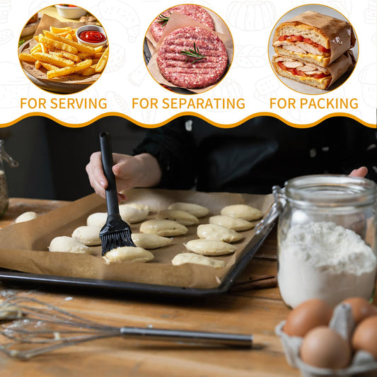 VIVAVENTURE Parchment Paper for Baking, Parchment Paper Rolls 12in x 197ft, 3 Rolls of 12in x 65.6FT, Parchment Paper Built-in Metal Cutter for Baking, Grilling, Air Fryer, Pans and Oven (Unbleached)