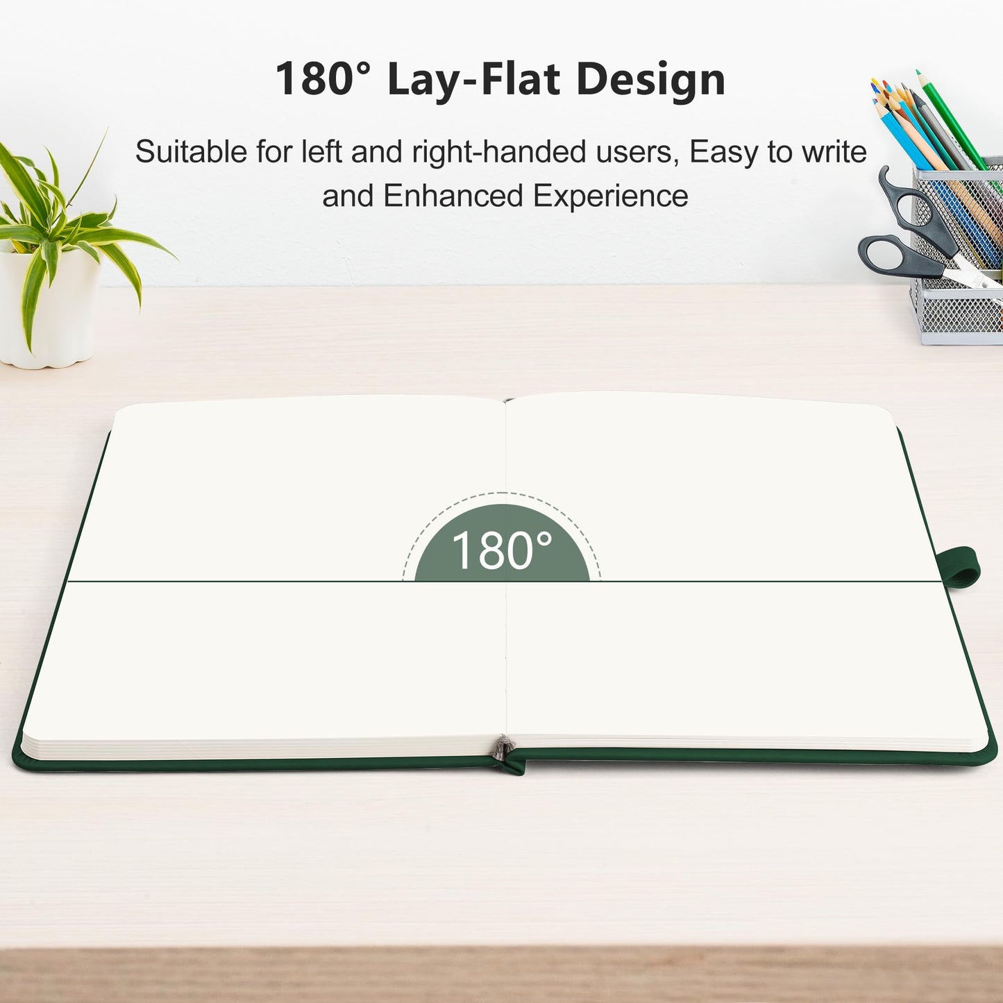 RETTACY Blank Journal Notebook, 2-Pack, 192 Pages per Pack, A5 Medium Size (5.7'' x 8.3''), Leather Hardcover, 100 GSM Thick Paper, for Sketching, Drawing, Painting (Black & Dark Green)