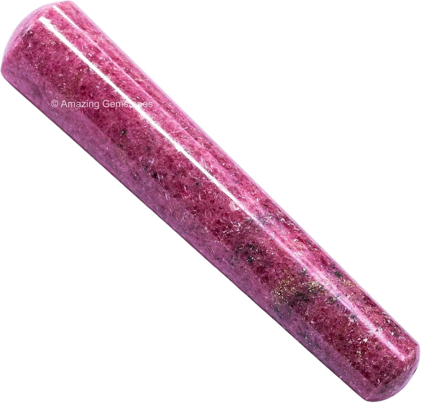 Amazing Gemstone Rhodonite Crystal Wand Massage Stick - Pelvic Wand Gua Sha for Adults - Crystals and Healing Stones Massage Wands for Adults Gifts (Smooth)