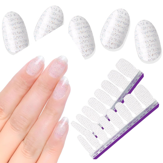 Color Street Sliver Fox Nail Polish Strips - Striped Silver Glitter Overlay with Glitter Finish, 16 Double-Ended Strips for Easy Application, Layer Over Color or Wear Alone for a Chic, Dazzling Look