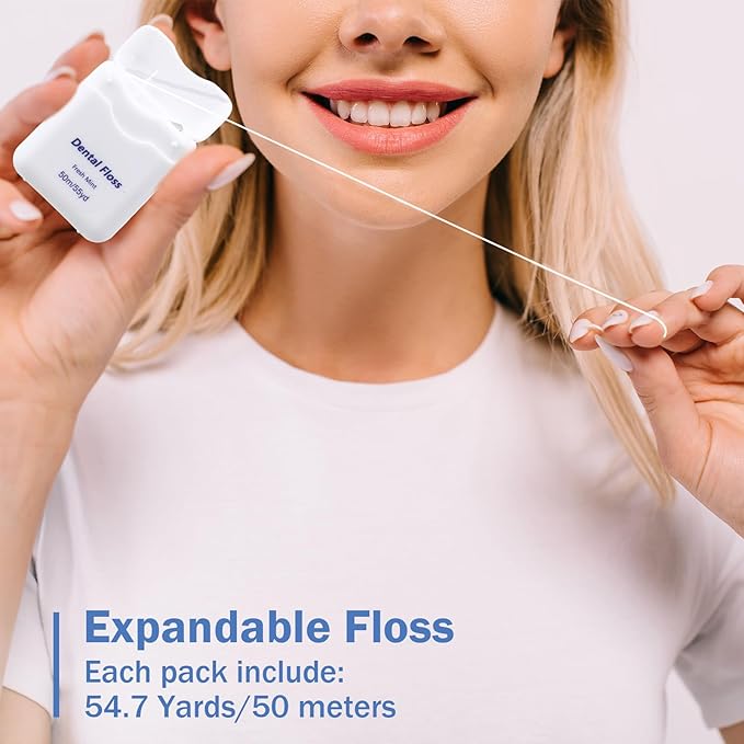 36 Pack Mini Dental Floss Bulk Mint Flavored 50m Each Travel Dental Floss Oral Care for Teeth and Gum Protection(White)