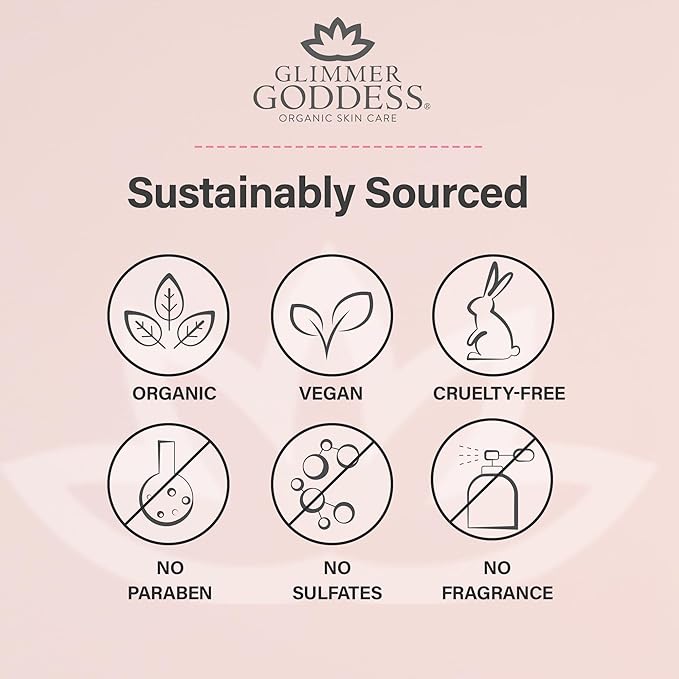 Glimmer Goddess Organic Whipped Body Butter for Women - Moisturizer Cream with Shea & Cocoa Butter, Almonds & Coconut Oil - Citrus Basil, 8oz