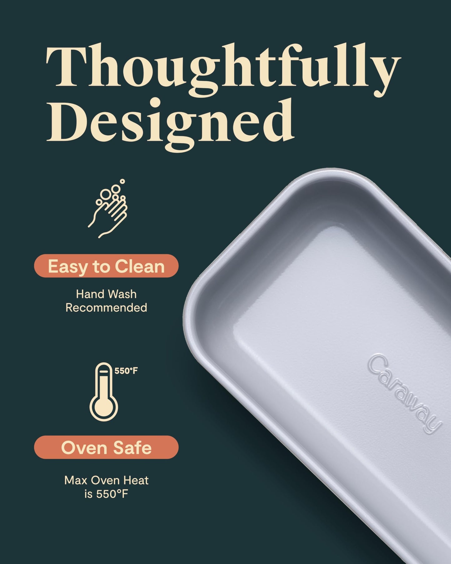 Caraway Non-Stick Ceramic 1 lb Loaf Pan - Naturally Slick Ceramic Coating - Non-Toxic, PTFE & PFOA Free - Perfect for Pound Cakes, Breads, & More - Sage