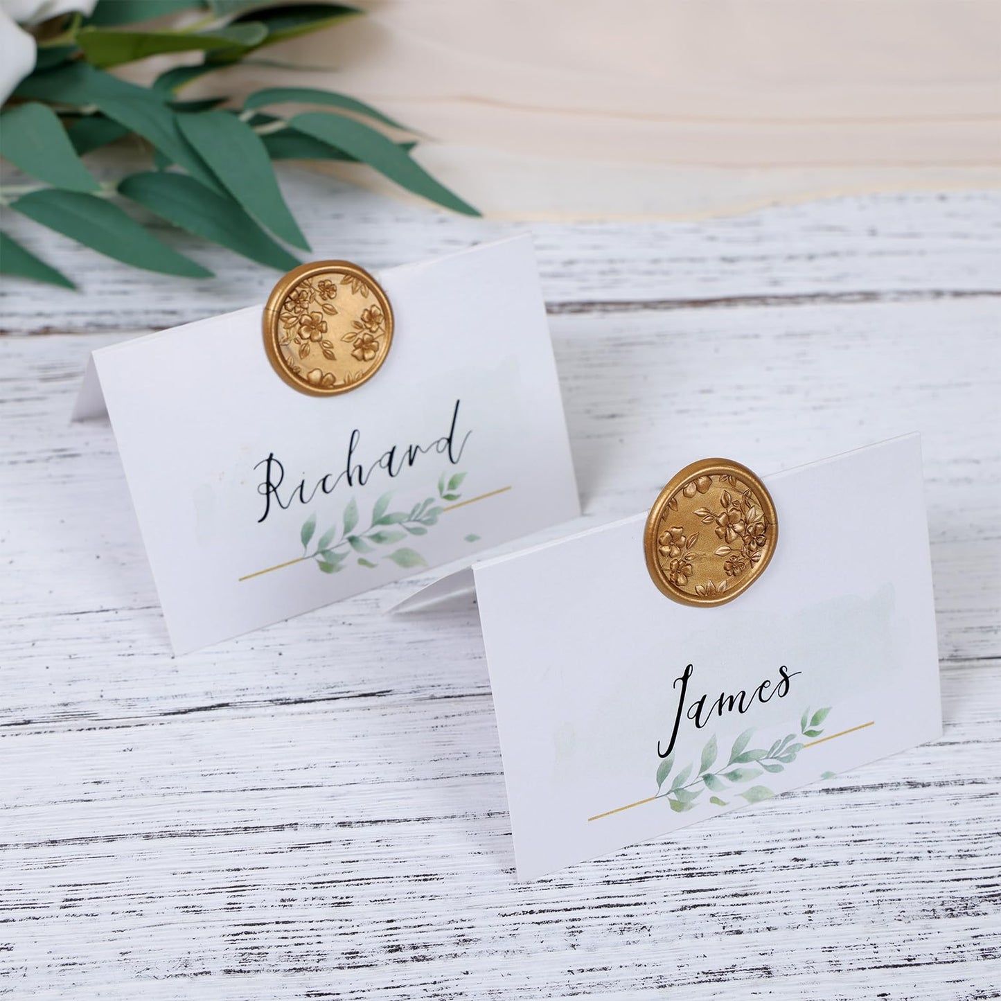 UNIQOOO Wax Seal Stickers - 3D Begonia Wedding Invitation Envelope Botanical Seal Stickers, 50 Pcs Self- Adhesive Antique Gold Stickers, Perfect for Invitation, Christmas, Gift Wrapping, Party
