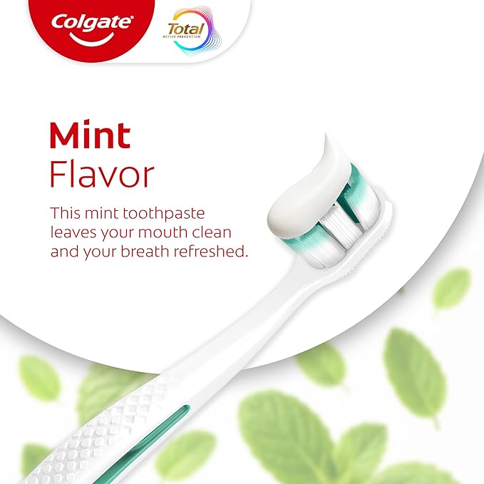Colgate Total Whitening Toothpaste Paste, 5.1 oz, 4 Pack, Fluoride, Antibacterial, for Plaque, Gingivitis, Sensitivity, Stain Removal, Clinically Proven, Mint, Teeth Whitening, Stannous Fluoride