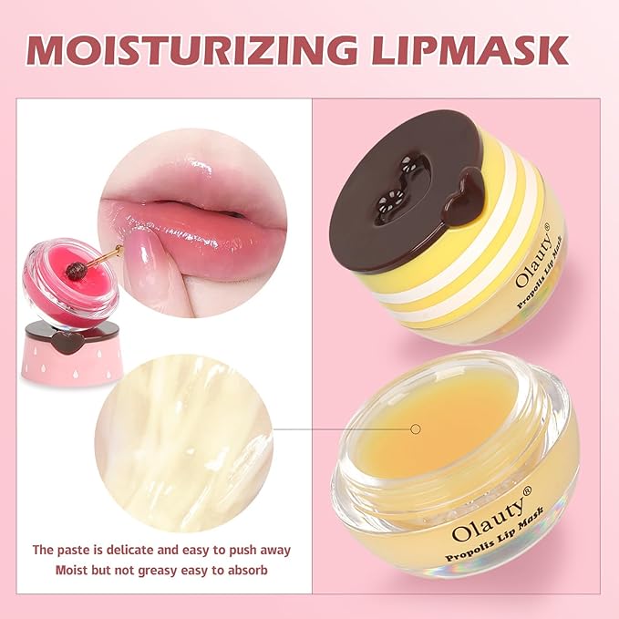 10 PCS Bee Lip Balm Honey Pot,Strawberry,Watermelon,Apple Lime,Cherry,Mint,Aloe Vera,Grapes,Coconut&Peach Flavors Honey,Moisturizing Lip Mask Overnight Reduces Lip Lines,Cracked Lip Care,Bulk Gifts