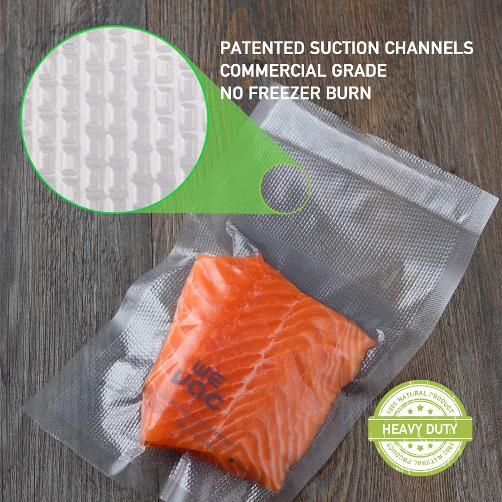 Wevac 8''x100' & 11''x100' 2 Rolls Food Vacuum Seal Roll Keeper with Cutter, Ideal Vacuum Sealer Bags for Food Saver, BPA Free, Commercial Grade, Great for Storage, Meal prep and Sous Vide