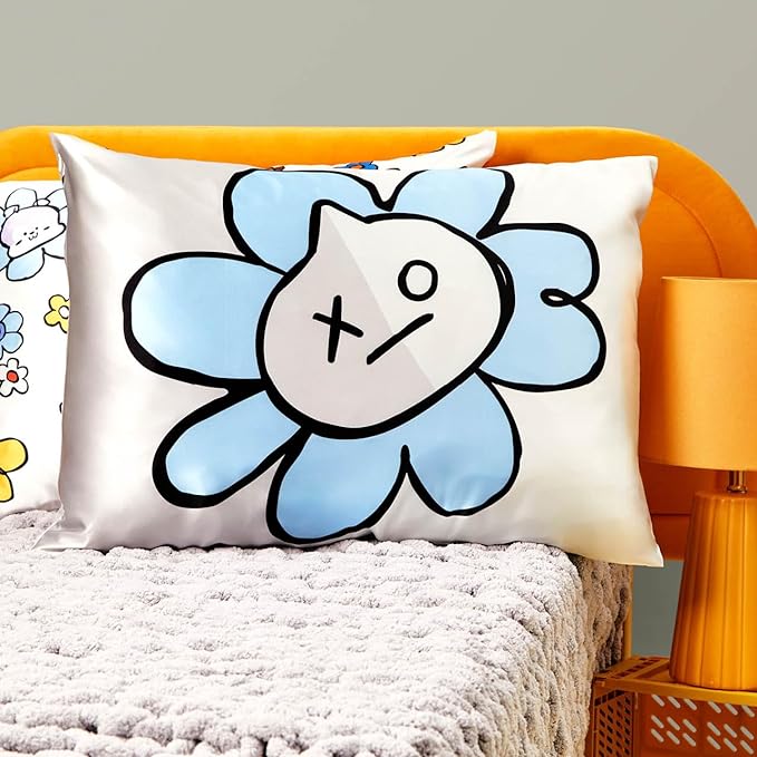 Kitsch x BT21 (Van) Satin Pillowcase with Zipper for Hair & Skin - Softer Than Silk Pillow Cases, Smooth Cooling Pillow Cover, Wrinkle-Free, Machine Washable, Queen/Standard (19x26)