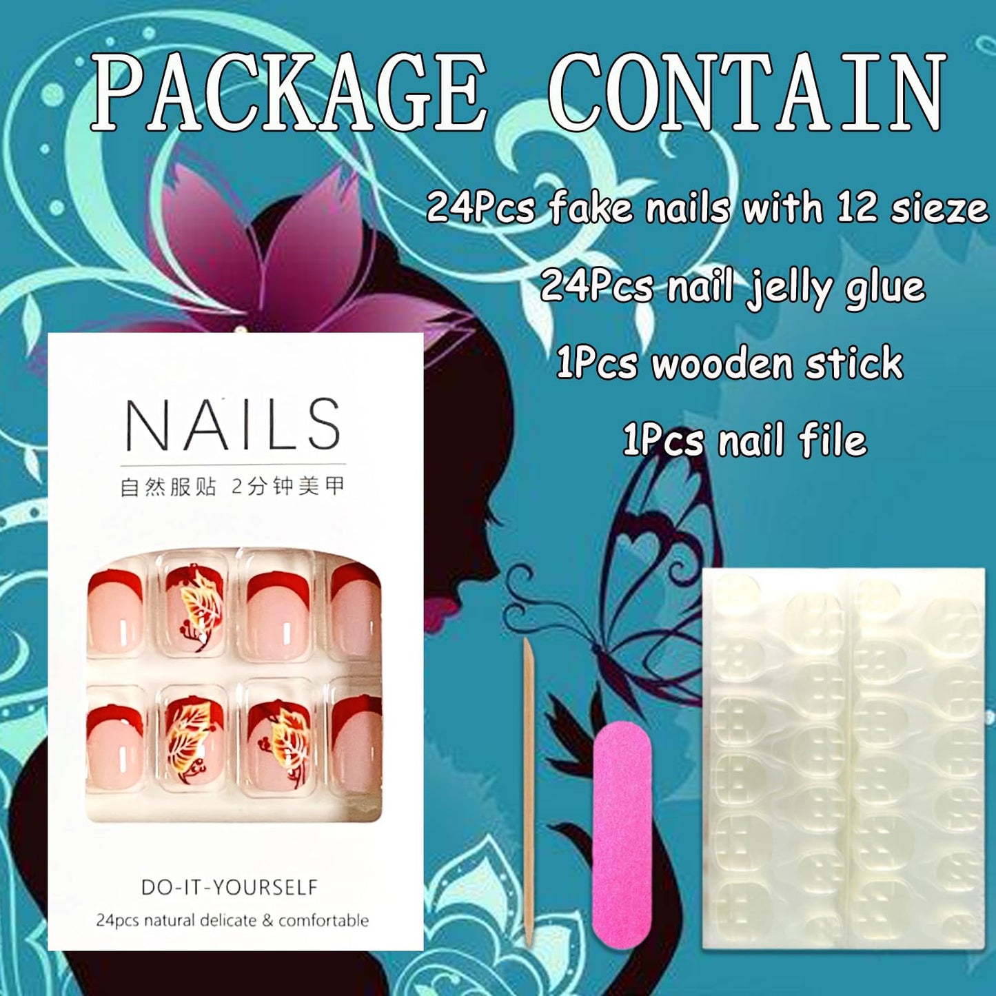 EYZOTSF Thanksgiving Press on Short Square Nails Acrylic Fall False Nails with Maple Leaf Designs Artificial Autumn Leaves Square Fake Nails Holiday Glue Stick ons Fingernails for Women(JB909)
