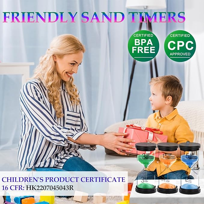 Sand Hourglass Timer 5 Minutes: Plastic Large Blue Sand Clock 5 Min, Colorful Hour Glass Sandglass Timer for Kids, Games, Classroom, Kitchen, Decorative