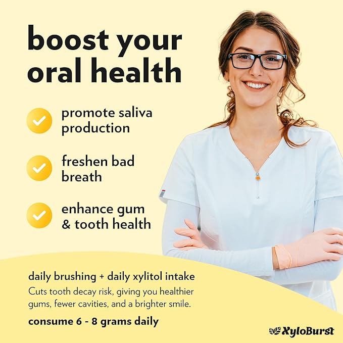 XyloBurst - Xylitol Mints | Sugar Free Breath Mints for Oral Health | Gluten Free, Vegan, Keto Friendly | Aspartame Free | Lemon | 60 Count Jar, 8-Pack