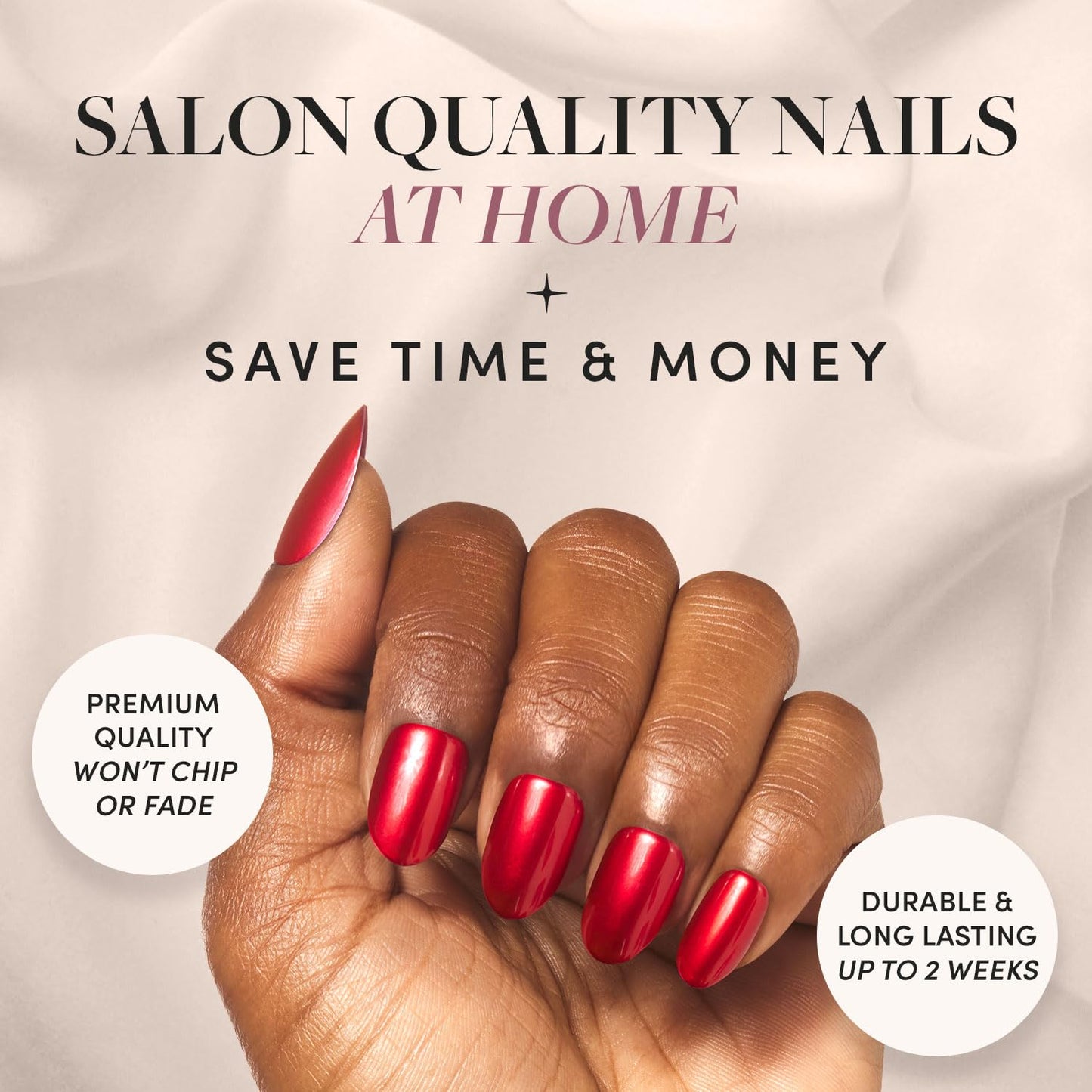 Glamnetic Press-On Nails Bundle - Cherry Glaze & Cosmic | Glazed Short Round Cherry Red Nails | Glossy Sparkly Black Short Squoval Fake Nails | Reusable Nail Kits