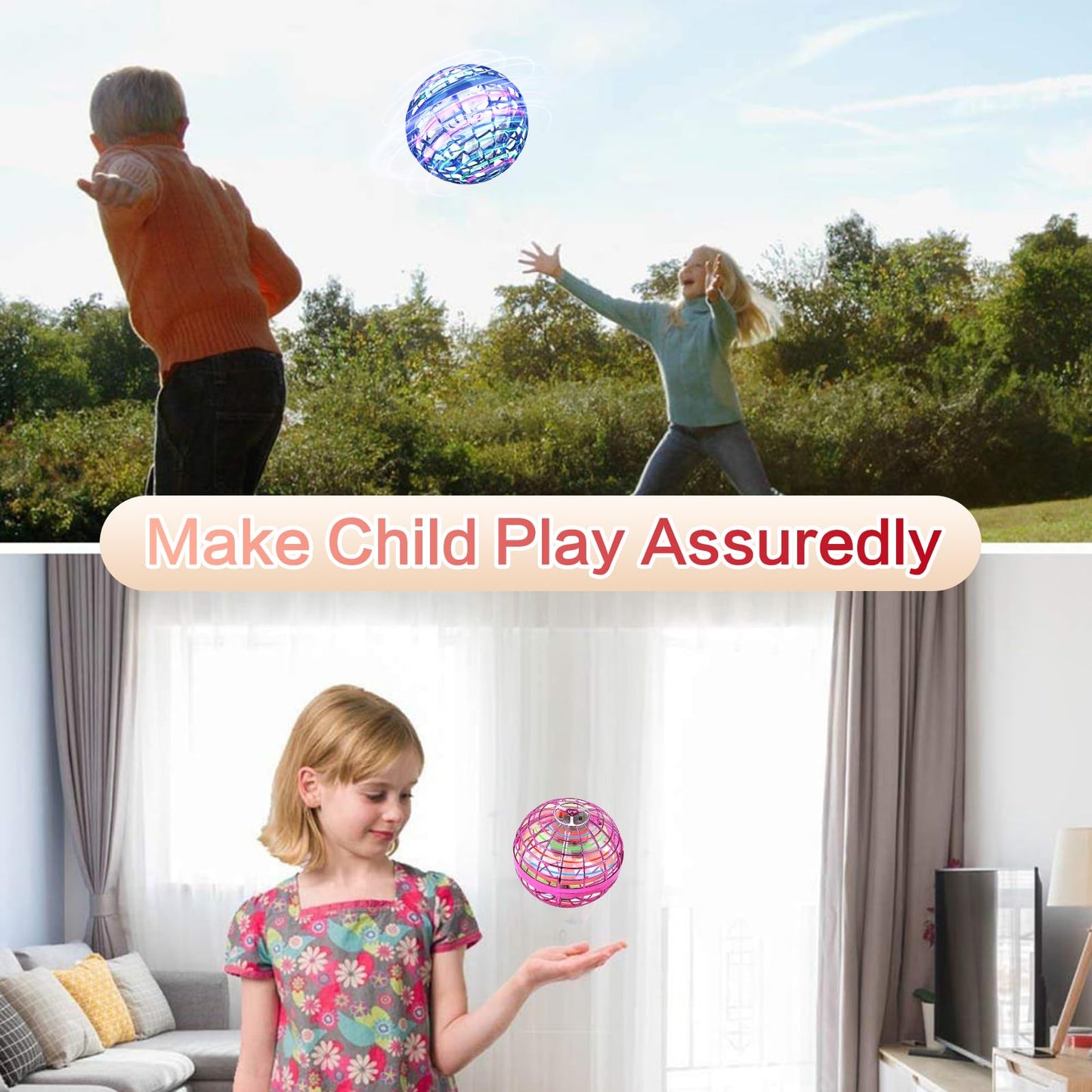 Taikcsut 2025 Upgraded Flying Orb Ball Toy, Hover Boomerang Ball Spinner Mini Drone - Magic Floating Galactic Fly Spinning Orb, for for Boys Girls and 6-12 Age Kids