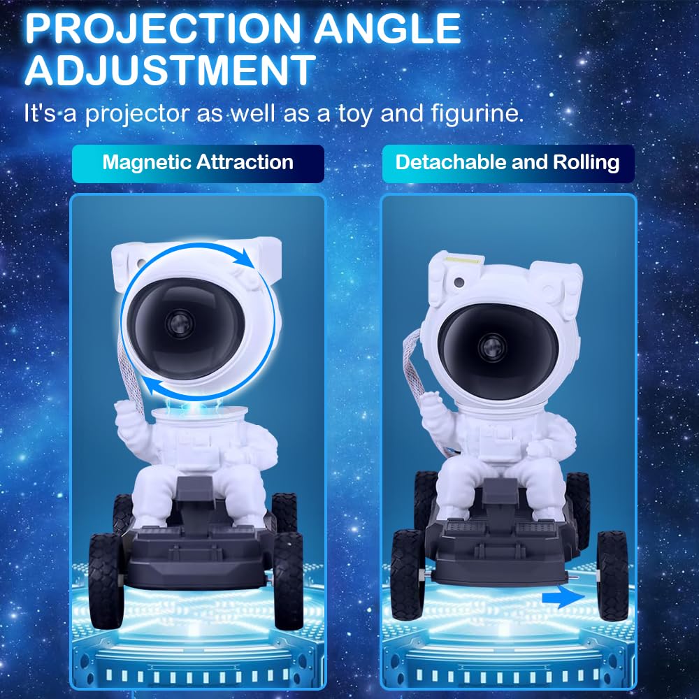 Astronaut Galaxy Star Projector Night Light, 360° Space Man Lunar Rover Buddy Starry Nebula Ceiling Projector Sky LED Starlight Planetarium Spaceman Projector Lamp Kids Room Adults Bedroom Decor Gifts