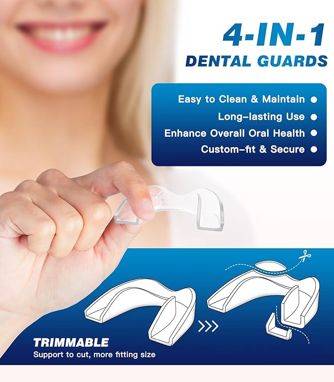 Mouth Guard for Grinding Teeth at Night,Teeth Grinding Mouth Guard for Sleep,Reusable Guard for Sleeping,4 Pack/Large Size,Transparent