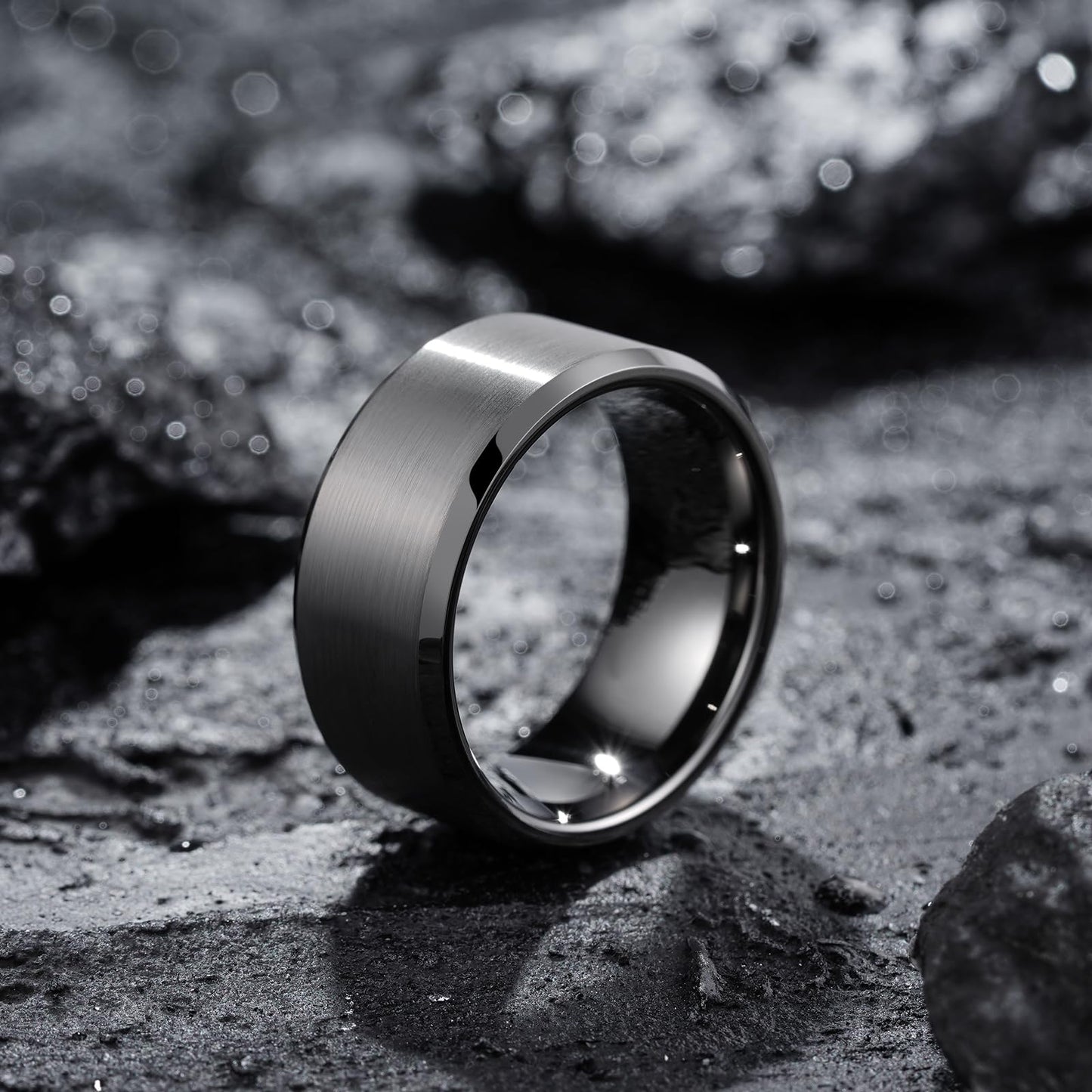 King Will 10mm Tungsten Wedding Band for Men - Gunmetal, Comfort Fit, Size 14