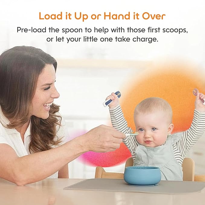 NumNum Baby Spoons Set, Baby Essentials Pre-Spoon GOOtensils for 6+ Months, First Stage Self-Feeding Spoons for Baby Led Weaning (BLW), Silicone Toddler Utensils, BPA-Free, 3 Pack Little Rainbow