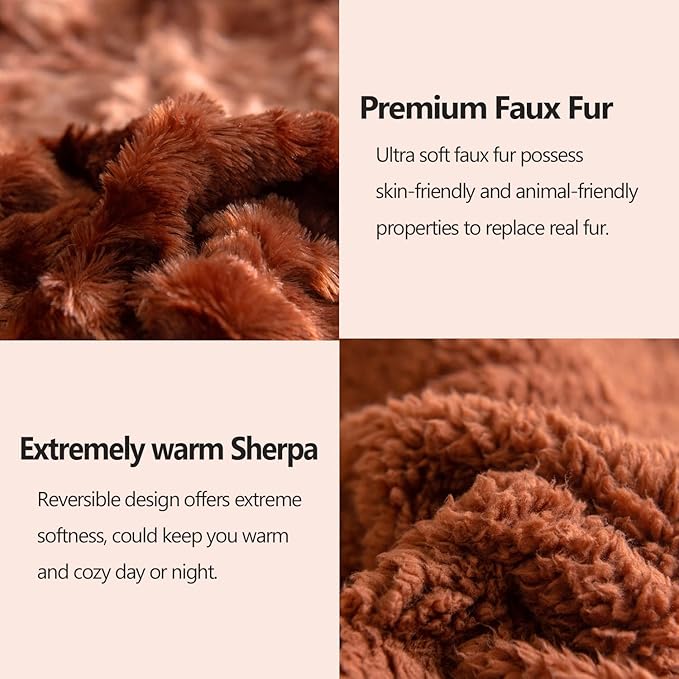 NEWCOSPLAY Super Soft Faux Fur Throw Blanket for Couch Tie-dye Dark Brown Sherpa Fuzzy Plush Warm Blanket for Sofa Bed (Tie-dye Dark Brown, Throw(40"x50"))