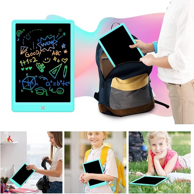 LCD Writing Tablet Doodle Board, Colorful Drawing Pad, Electronic Drawing Tablet, Drawing Pads,Travel Gifts for Kids Ages 3 4 5 6 7 8 Year Old Girls Boys (10.5 inch, Blue&Blue)