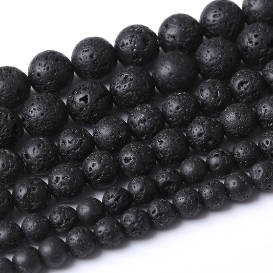 60PCS 6MM Natural Lava Stone Beads Energy Healing Beads for DIY Jewelry Bracelet Necklace Making for Jewelry Making15Inch
