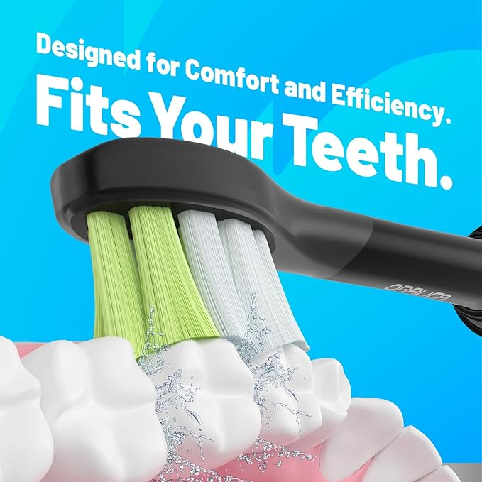 Japanese Brand Whitening Replacement Toothbrush Heads, Compatible with Philips Sonicare Click-on Handles, 6 Pack, Medium, with Tongue Cleaner (CA668, Black)