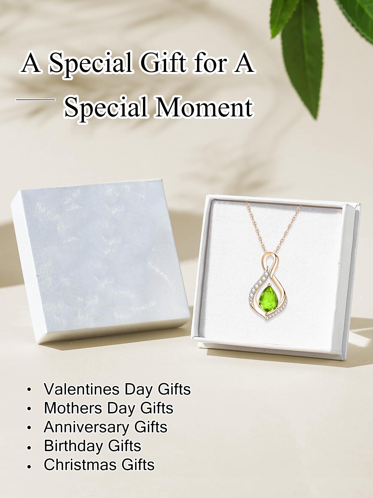 JIYVY32 Peridot Infinity Necklace for Women August Birthstone Necklaces Rose Gold Plating Anniversary Birthday Gifts for Wife Her Mom Girlfriend Birthstone Jewelry Gifts for Women