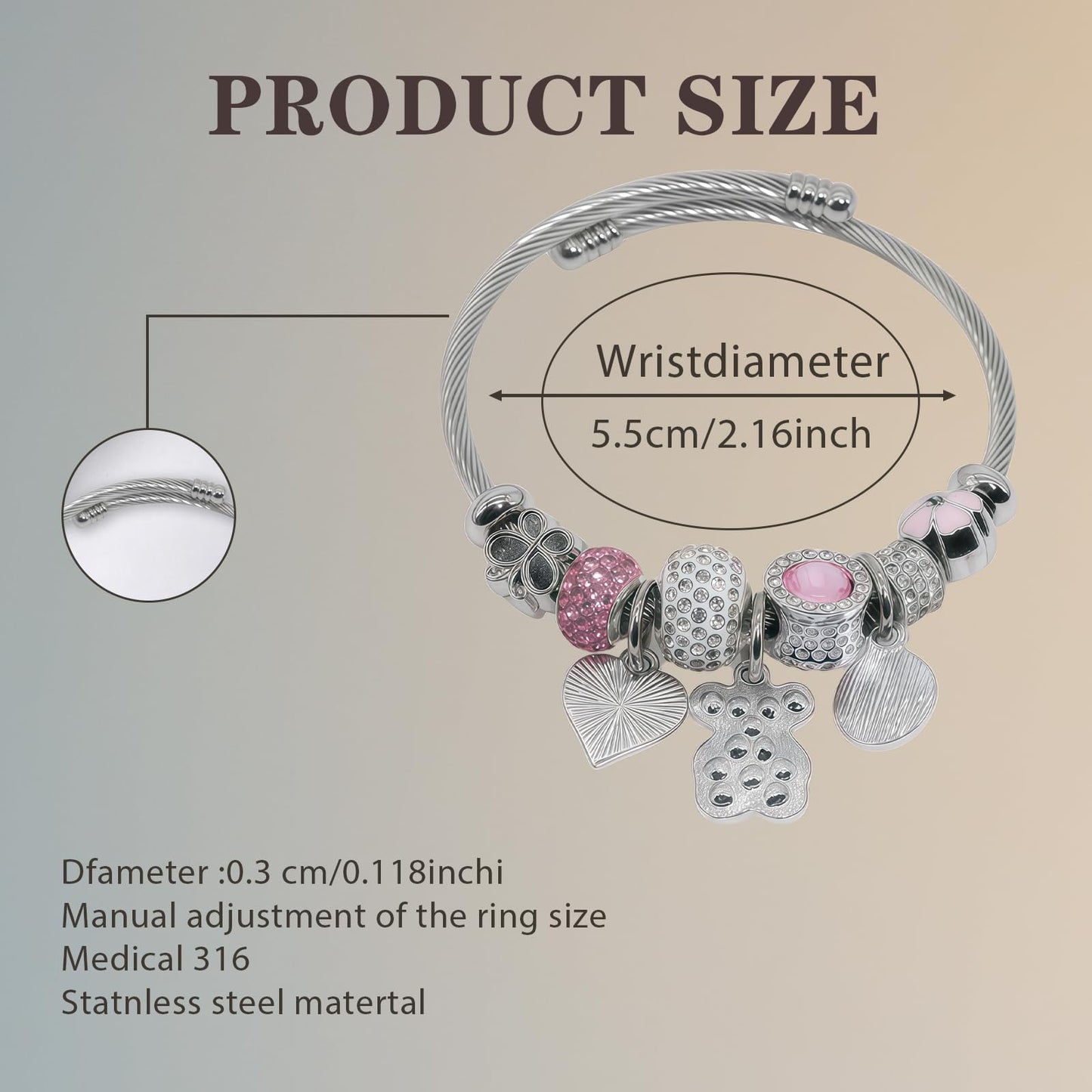 IUULOB Silver Women Bracelets - Adjustable Charm Bracelets for Women Birthday Gifts Favors Titanium Steel Bracelet Bundle Jewelry Kit (F: Love - Key)