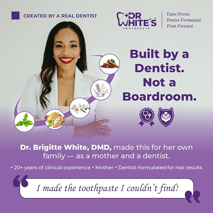 Dr. White’s Fluoride-Free nHA Toothpaste 2-Pack; Dentist-Formulated, Nano Hydroxyapatite + Xylitol, Sensitivity Relief Complex™, Mint-Free, Enamel Safe, Swallow-Safe (3.5 Oz, Passion Fruit Kiss)