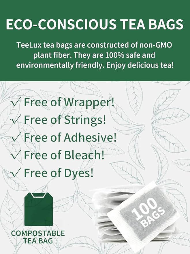 TeeLux Decaf Vanilla Black Tea Bags, Decaffeinated Black Tea Blended with Vanilla, 100 Count