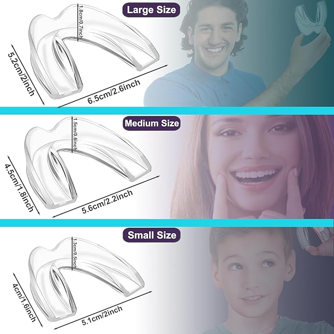Kids Mouth Guard Blue for Grinding Teeth 4 Pack Moldable Night Guards for Clenching Teeth | Comfortable Nighttime Protection Guard | Including Hygiene Case & Gel Ice Pack
