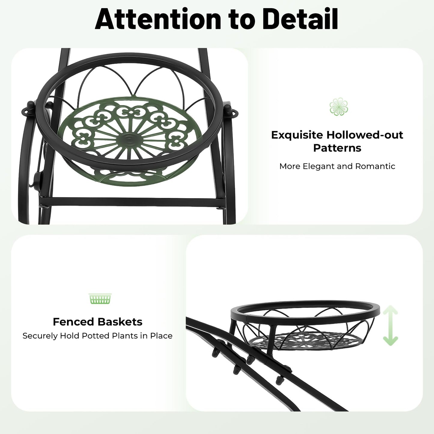 CheriMuMu Bicycle Planter Stand, Metal Flower Pot Cart Holder, Tricycle Plant Stand with 3 Collection Baskets for Outdoor, Indoor, Home, Balcony, Patio, Garden, Backyard, Capacity 22.05lbs