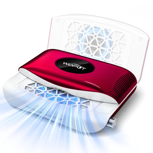 Nail Dust Collector, 2026 Upgrade 2800PA Professional Foldable Nail Vacuum Dust Collector Fan with Filter Papers (30 Pcs) for Acrylic Nail Polishing & Manicure at Nail Salon & Home - Red