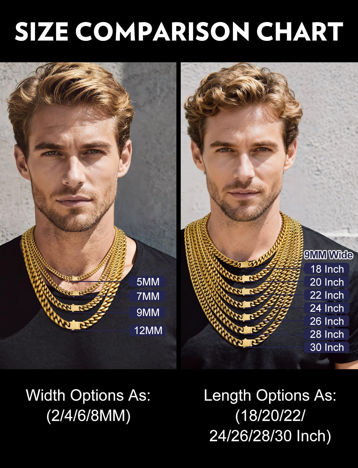 Bandmax Thick Cuban Link Chain for Men Cubanas Cadenas Hombres 9MM 14K Gold Plated Chunky Heavy Metal Miami Chain Necklace 26Inch Biker Rapper Necklace Chains