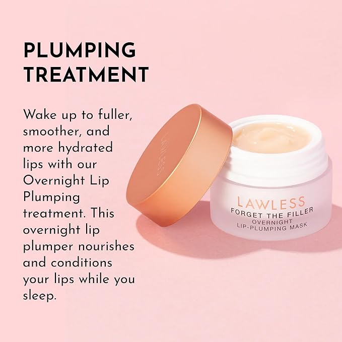 LAWLESS Women's Forget The Filler Overnight Lip Plumping, Birthday Cake, 0.28 Ounce