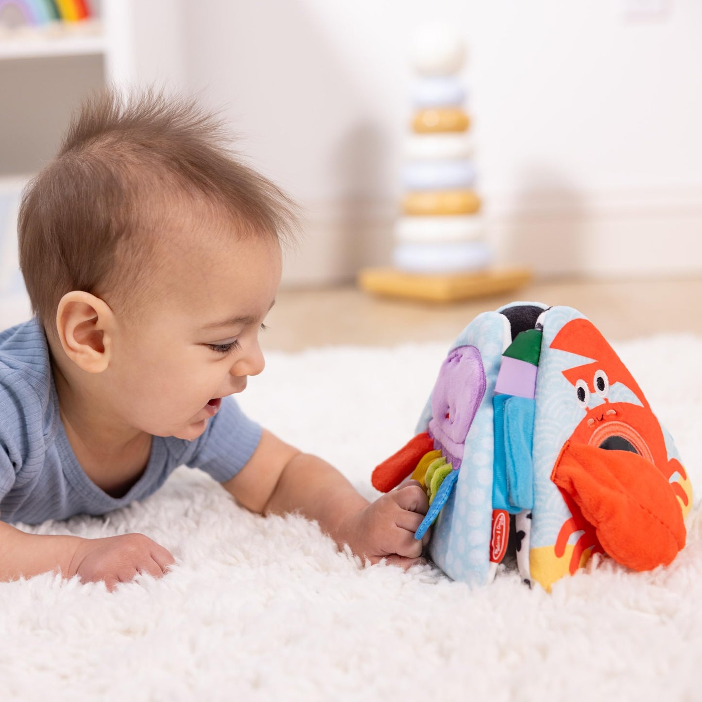 Melissa & Doug Ocean Tummy Time Triangle Infant Baby Toy, Soft Sensory Toy with Textures, Mirror, for Newborns to Ages 6 Months