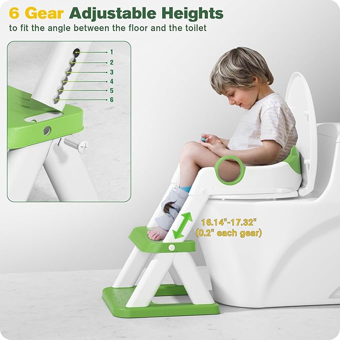 Potty Training Seat, Upgrade Toddler Toilet Seat for Kids Boys Girls, 2 in 1 Potty Training Toilet for Kids, Splash Guard Anti-Slip Pad Step Stool（Upgraded Cushion）