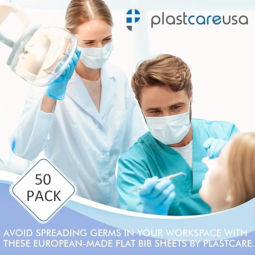 PlastCare USA Disposable Dental Bibs 13"x18" - 3 Ply Waterproof Tattoo Bib Sheet for Patients - Dentist or Medical Tray Cover and Nail Table Cover Supplies, Fuchsia Hot Pink