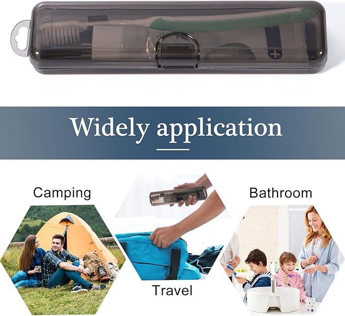 Toothbrush Travel Case 2 Pack, Clear Black Toothbrush Case Holder Travel Size Plastic Toothbrush Holder Toothpaste Storage Container Portable for Traveling, 7.87 x 1.85 x 1.18”