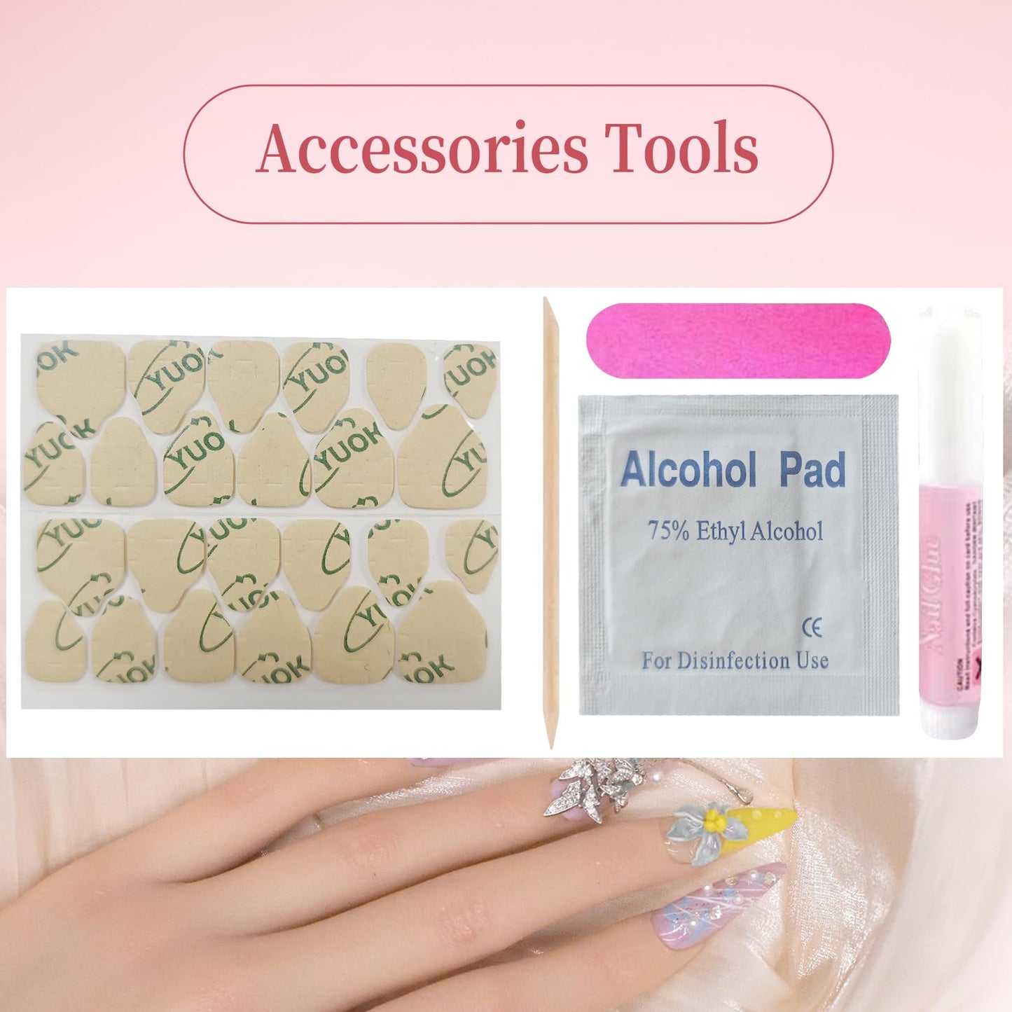 Press on Nails Handmade Nails 10Pcs Yellow Cute Manual Press on Nails with Ring for Women Party Holiday Photo 33mm Long Size L