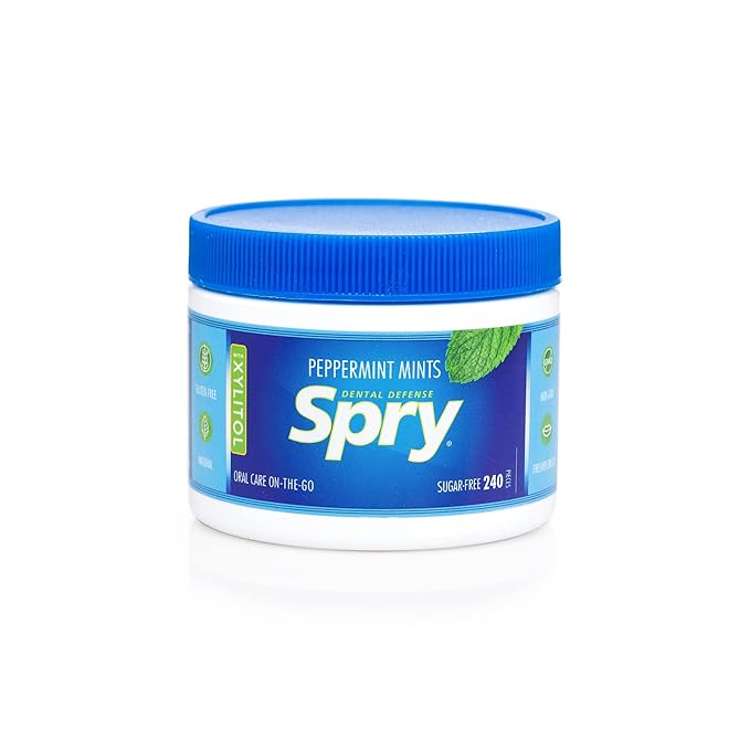 Spry Xylitol Peppermint Sugar Free Candy - Promote Oral Health, Increase Saliva Production, Stop Bad Breath, Non-GMO, Gluten-Free, 240 Count (Pack of 1)