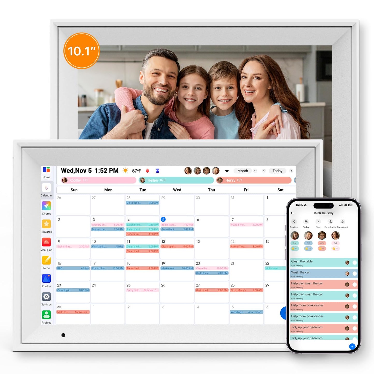 Linkdaze Digital Calendar, 10.1'' Electronic Calendar Chore Chart, Smart WiFi Touchscreen Interactive Family Schedules, Electronic Organizer for Monthly, Weekly and Daily Agenda