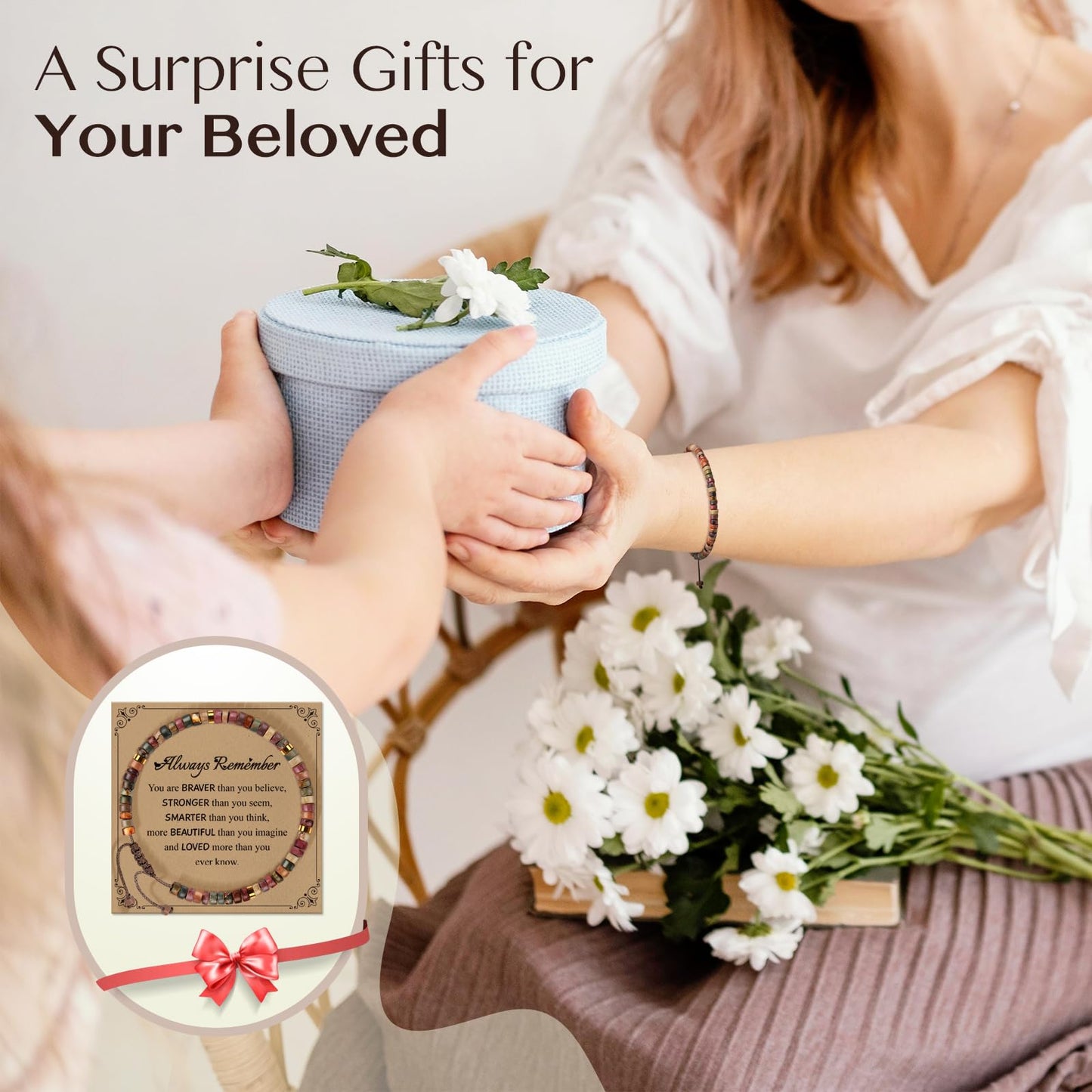 ZOKCC Aunt Gifts Bracelets for Women Healing Natural Stone Beads Bracelets - Inspirational Mothers Day Christmas Birthday Gifts for Aunt from Niece