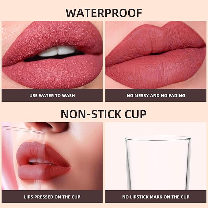 Multicolor Matte Liquid Lipstick Set 3Pc For Women Deep Red, Black, Classic Red Long-Lasting, Smudge-Proof, Waterproof – High-Pigment, Transfer-Resistant Colors for All-Day Wear