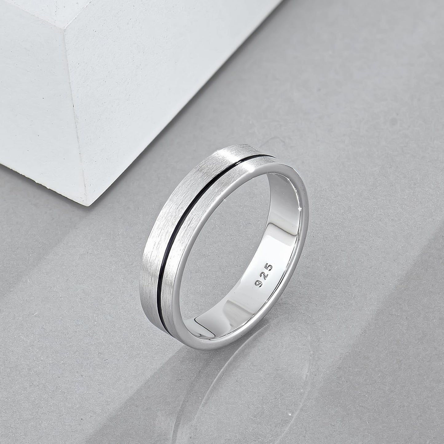 STARCHENIE Wedding Band Ring for Men, 925 Sterling Silver Comfort Fit, Brushed Matte Finish with Center Groove, Sizes 11
