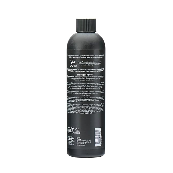 Norvell Premium Spray Tan Solution Venetian Plus 8 fl oz – Professional Sunless Tanning Formula for Deep Natural Bronze Glow, Streak-Free, Fast-Drying, Long-Lasting Color