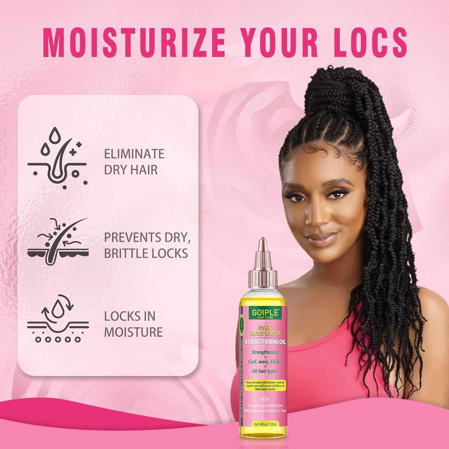 Edge Control Wax Strong Hold Non-greasy Hair Styling Gel - Edge Wax No Flaking Edge Control for Black Hair Edge Wax for Women Rose&Black Castor Oil for Hair Growth Edge Brush Hair Braid Bonnet